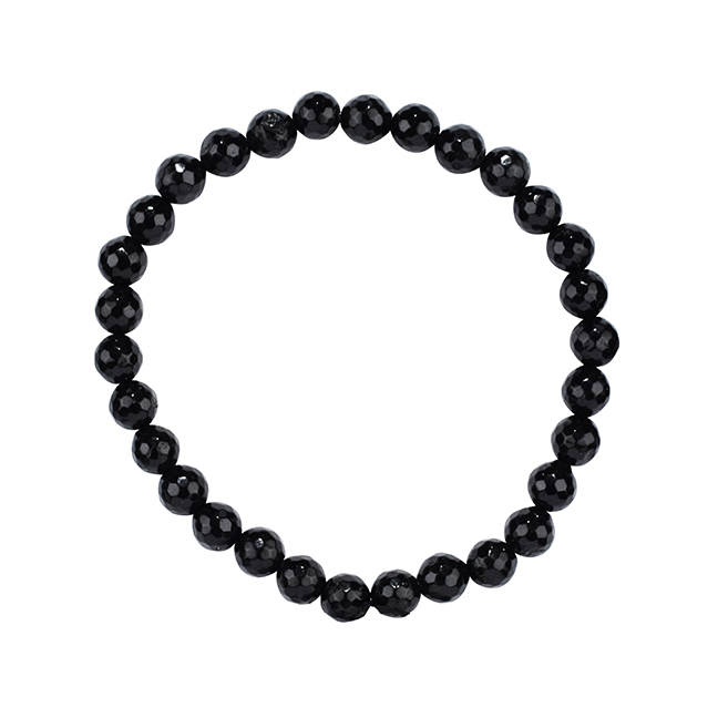 Armband Schörl facettiert Kugeln 6mm