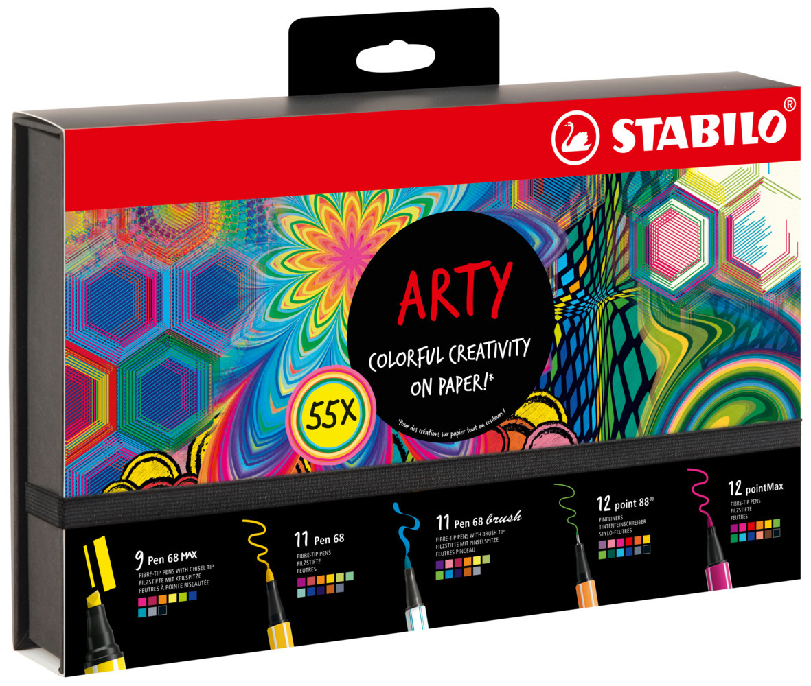 STABILO ARTY Creative Set 55er Pack Fineliner Filzschreiber Premium-Filzstifte Premium-Filzstif