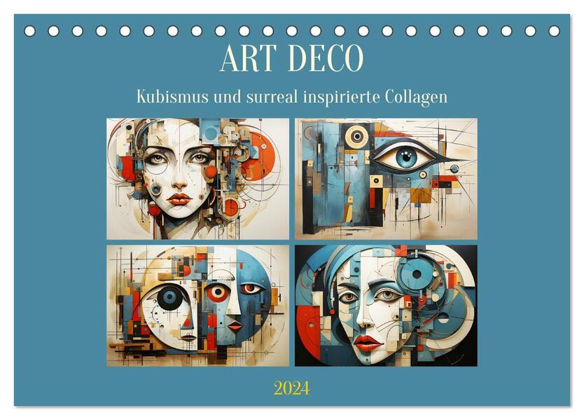Art Deco. Kubismus und surreal inspirierte Collagen (Tischkalender 2024 DIN A5 quer) CALVENDO Monatskalender