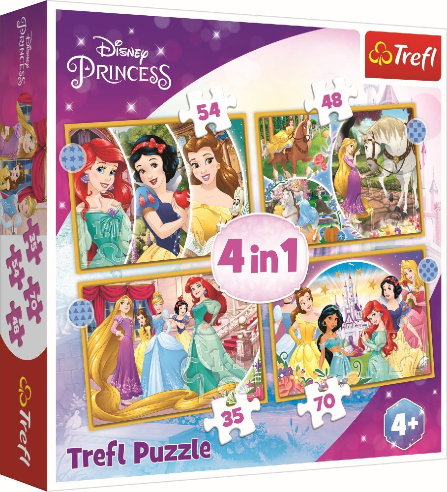 4 in 1 Puzzle 35 48 54 70 Teile - Prinzessinnen
