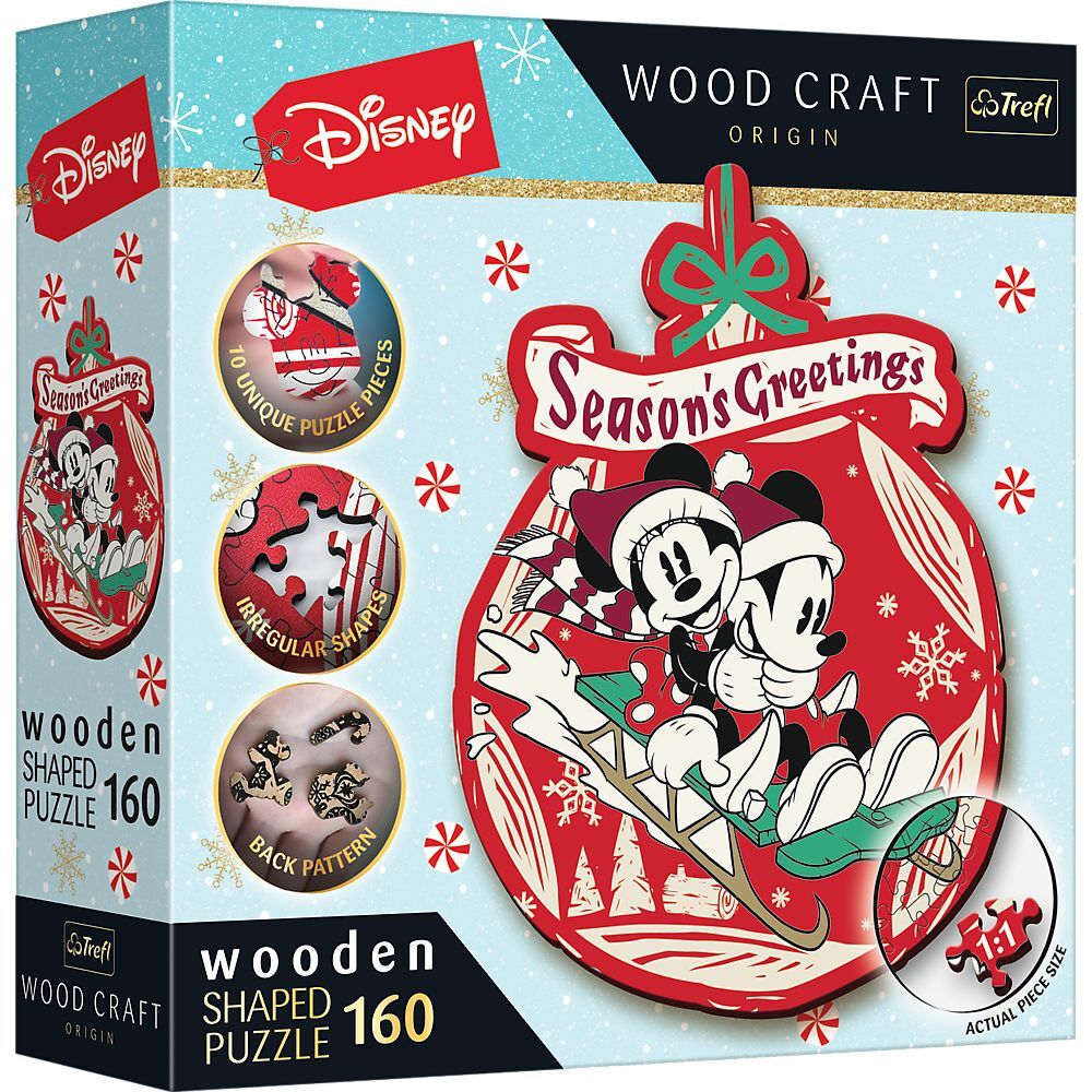 Holz Puzzle 160 Disney - Mickey und Minni‘s Weihnachtsabenteuer