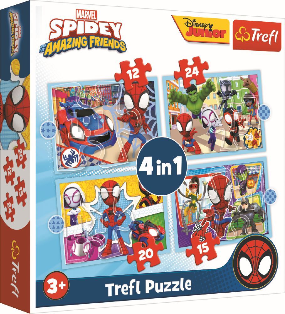 4 in 1 Puzzle 1215 20 24 Teile Marvel Spidey