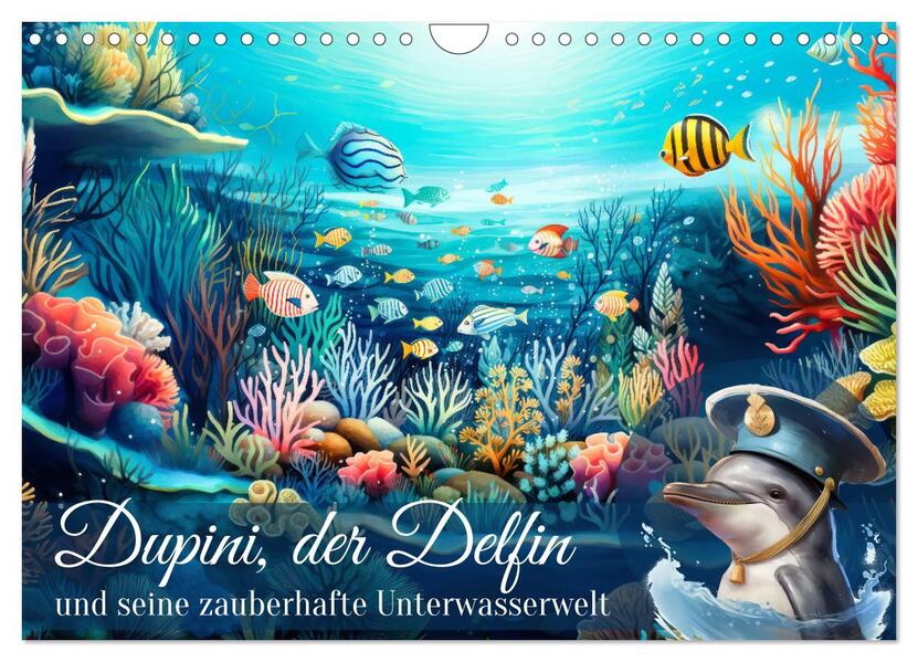Dupini der Delfin und seine zauberhafte Unterwasserwelt (Wandkalender 2024 DIN A4 quer) CALVENDO Monatskalender