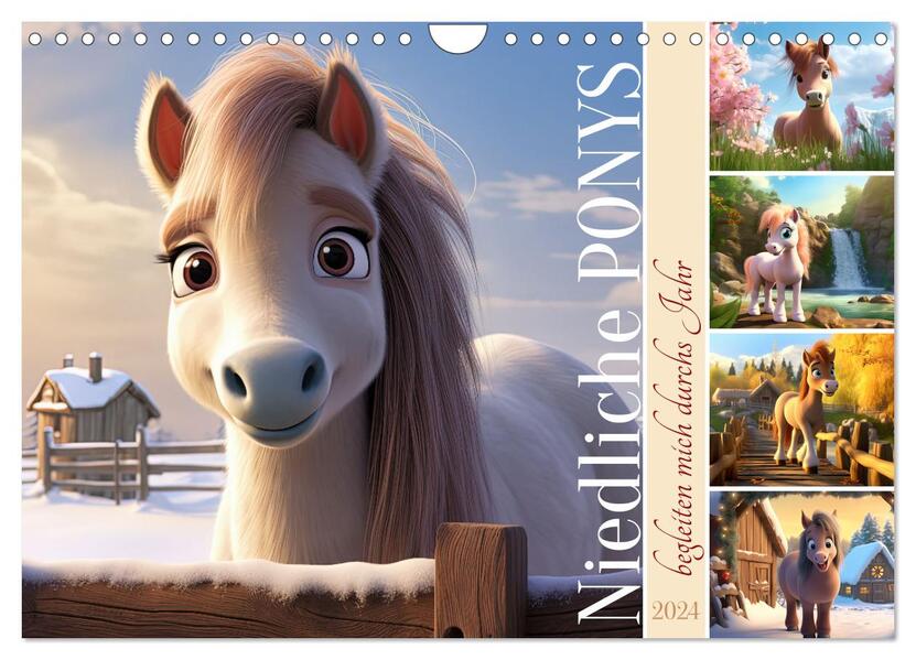 Niedliche Ponys (Wandkalender 2024 DIN A4 quer) CALVENDO Monatskalender