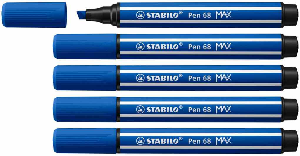 STABILO Filzstifte Pen 68 MAX 5er Set ultramarinblau