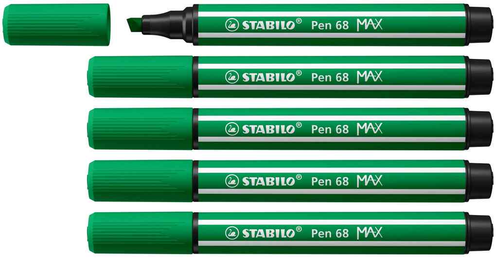 STABILO Filzstifte Pen 68 MAX 5er Set smaragdgrün