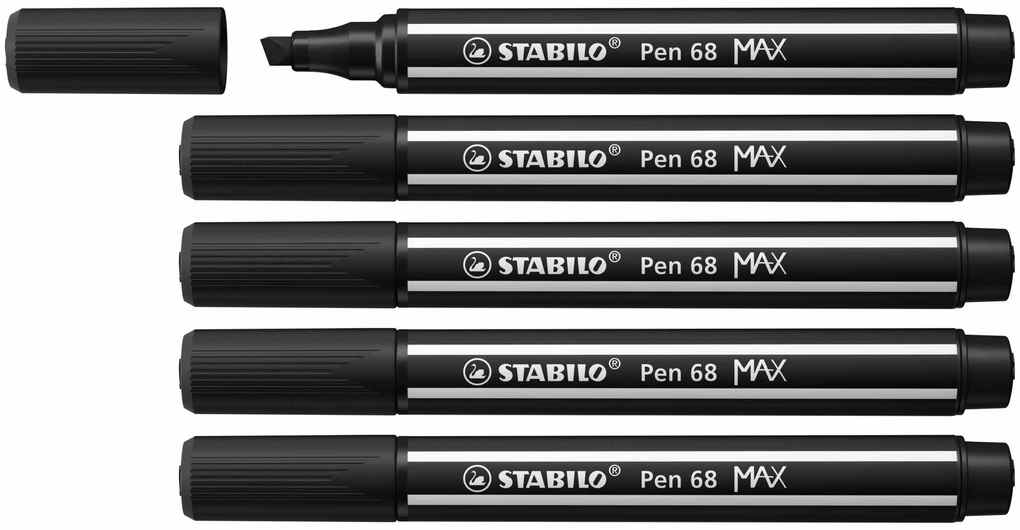 STABILO Filzstifte Pen 68 MAX 5er Set schwarz