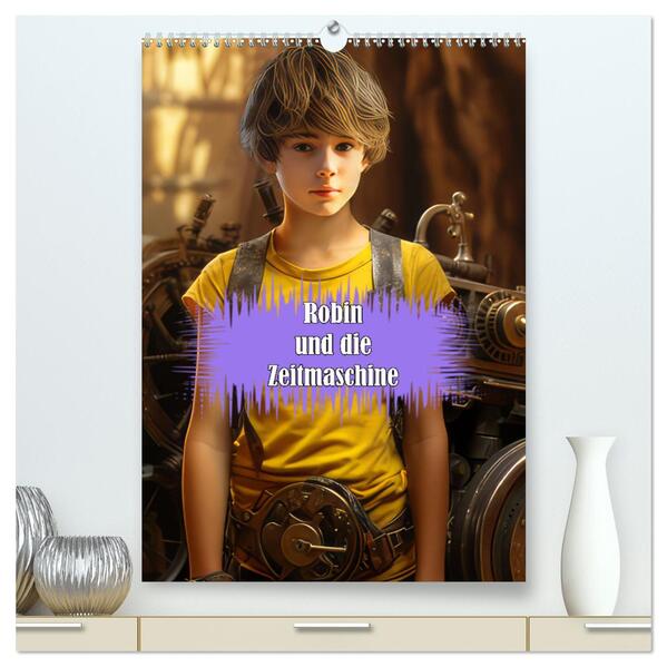 Robin und die Zeitmaschine (hochwertiger Premium Wandkalender 2024 DIN A2 hoch) Kunstdruck in Hochglanz