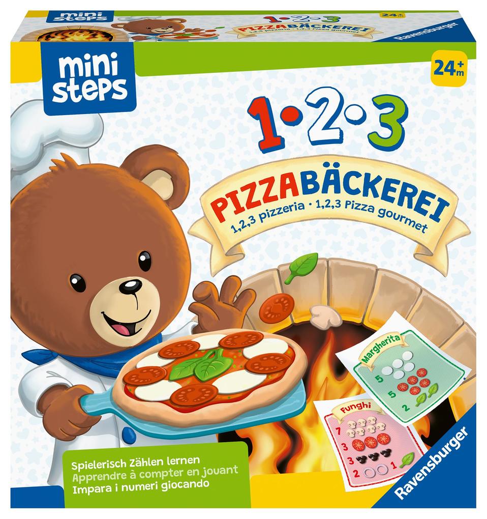 Ravensburger ministeps 4586 123 Pizzabäckerei - Spielerisch Zählen lernen mit Bär Butz Spielzeug ab 2 Jahren