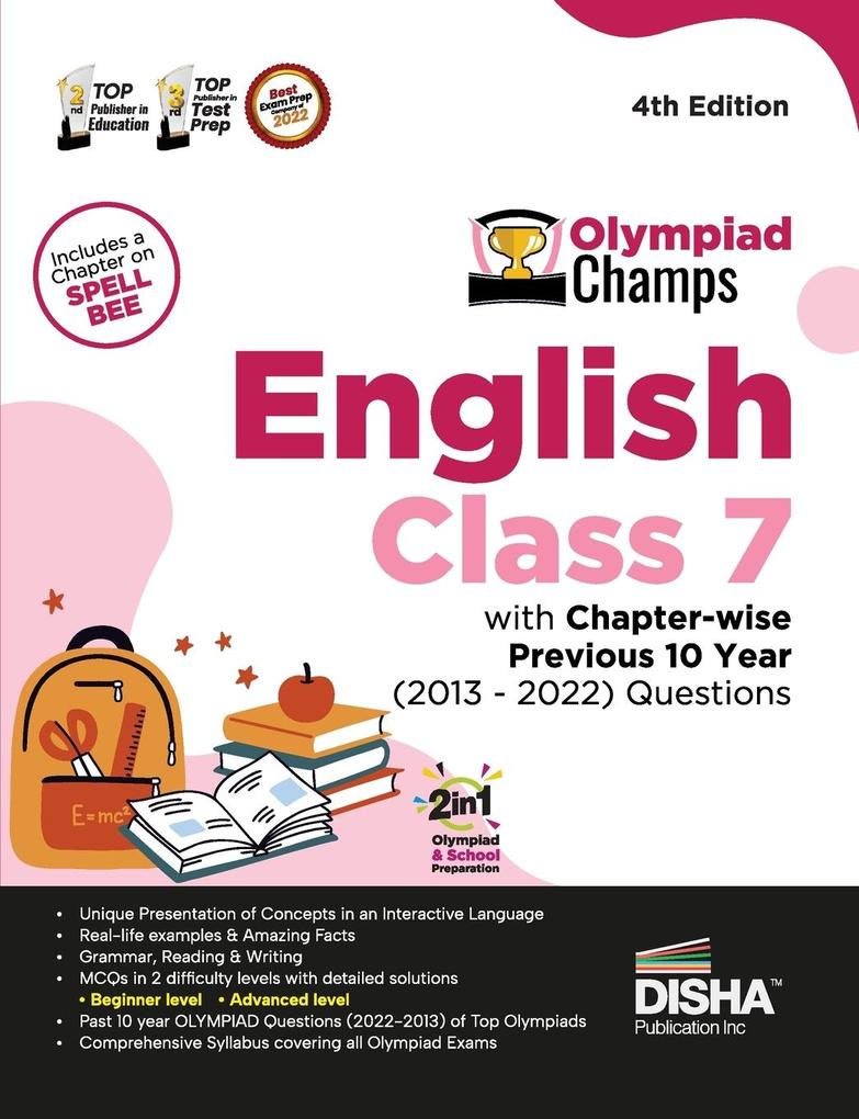 Olympiad Champs English Class 7 with Chapter-wise Previous 10 Year (2013 - 2022) Questions 4th Edition | Complete Prep Guide with Theory PYQs Past & Practice Exercise |