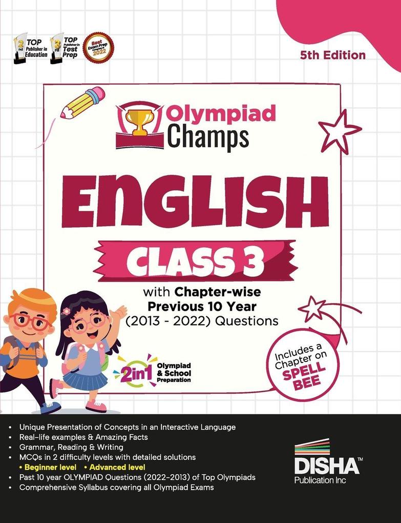Olympiad Champs English Class 3 with Chapter-wise Previous 10 Year (2013 - 2022) Questions 5th Edition | Complete Prep Guide with Theory PYQs Past & Practice Exercise |