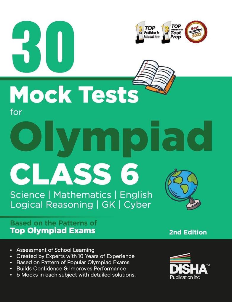 30 Mock Test Series for Olympiads Class 6 Science Mathematics English Logical Reasoning GK/ Social & Cyber 2nd Edition