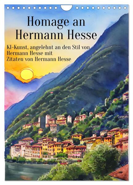 Homage an Hermann Hesse- KI-Kunst angelehnt an den Stil von Hermann Hesse mit Zitaten von Hermann Hesse (Wandkalender 2024 DIN A4 hoch) CALVENDO Monatskalender