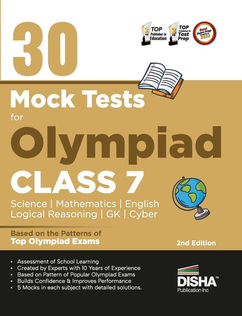 30 Mock Test Series for Olympiads Class 7 Science Mathematics English Logical Reasoning GK/ Social & Cyber 2nd Edition