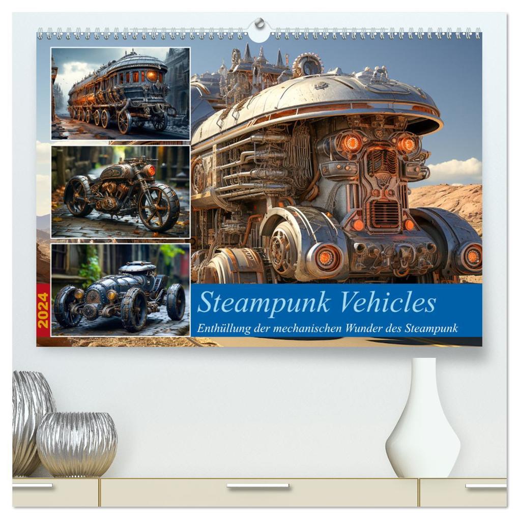 Steampunk Vehicles (hochwertiger Premium Wandkalender 2024 DIN A2 quer) Kunstdruck in Hochglanz