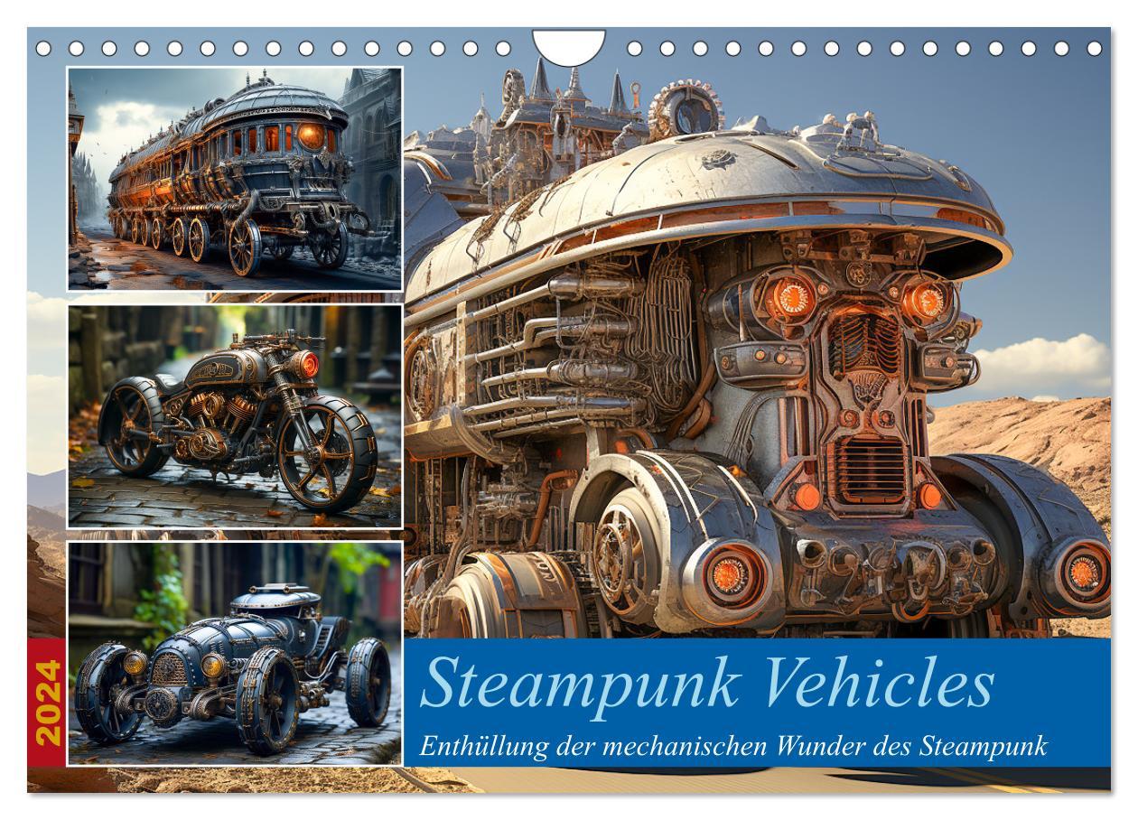 Steampunk Vehicles (Wandkalender 2024 DIN A4 quer) CALVENDO Monatskalender