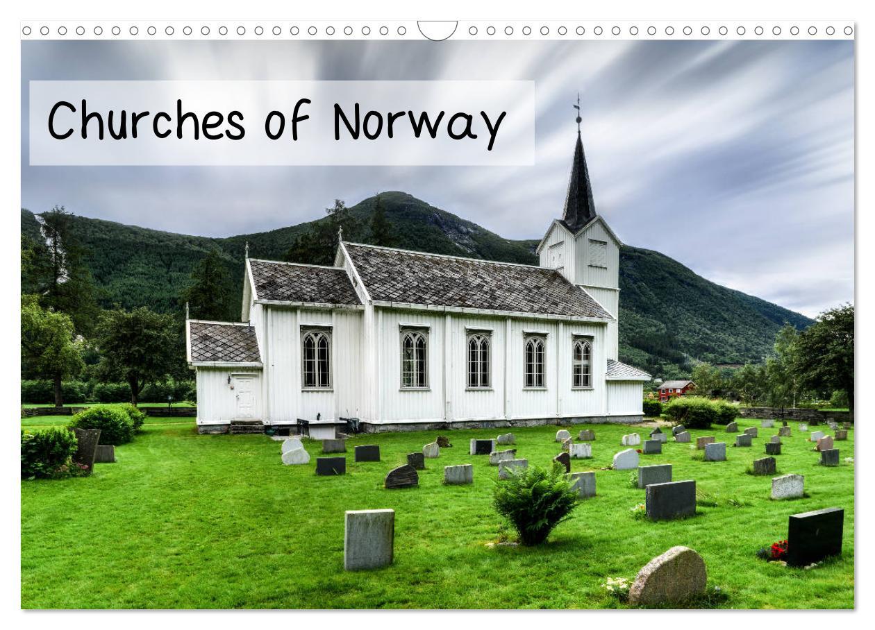 Churches of Norway (Wall Calendar 2024 DIN A3 landscape) CALVENDO 12 Month Wall Calendar
