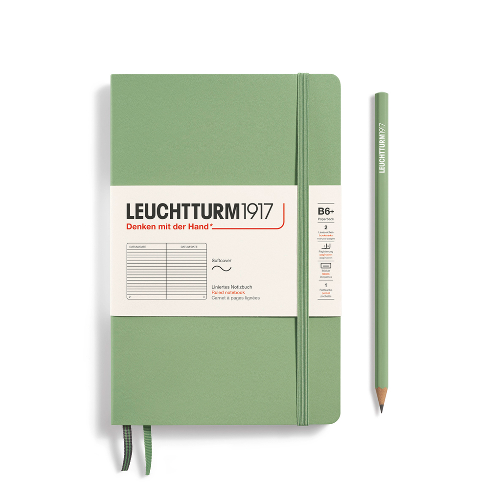 Leuchtturm1917 Notizbuch Paperback (B6+) Softcover 123 Nummerierte Seiten Salbei Liniert