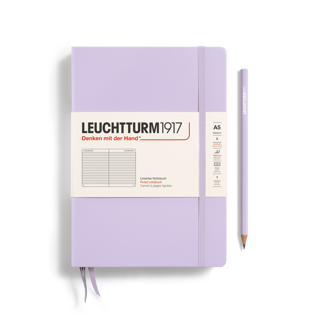 Notizbuch Medium (A5) Hardcover 251 nummerierte Seiten Lilac liniert