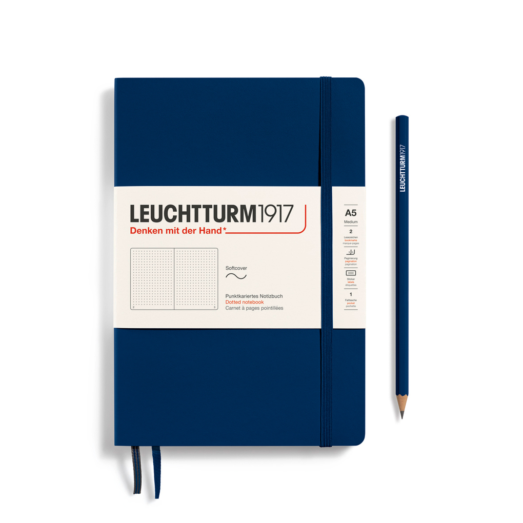 Notizbuch Medium (A5) Softcover 123 nummerierte Seiten Marine Dotted