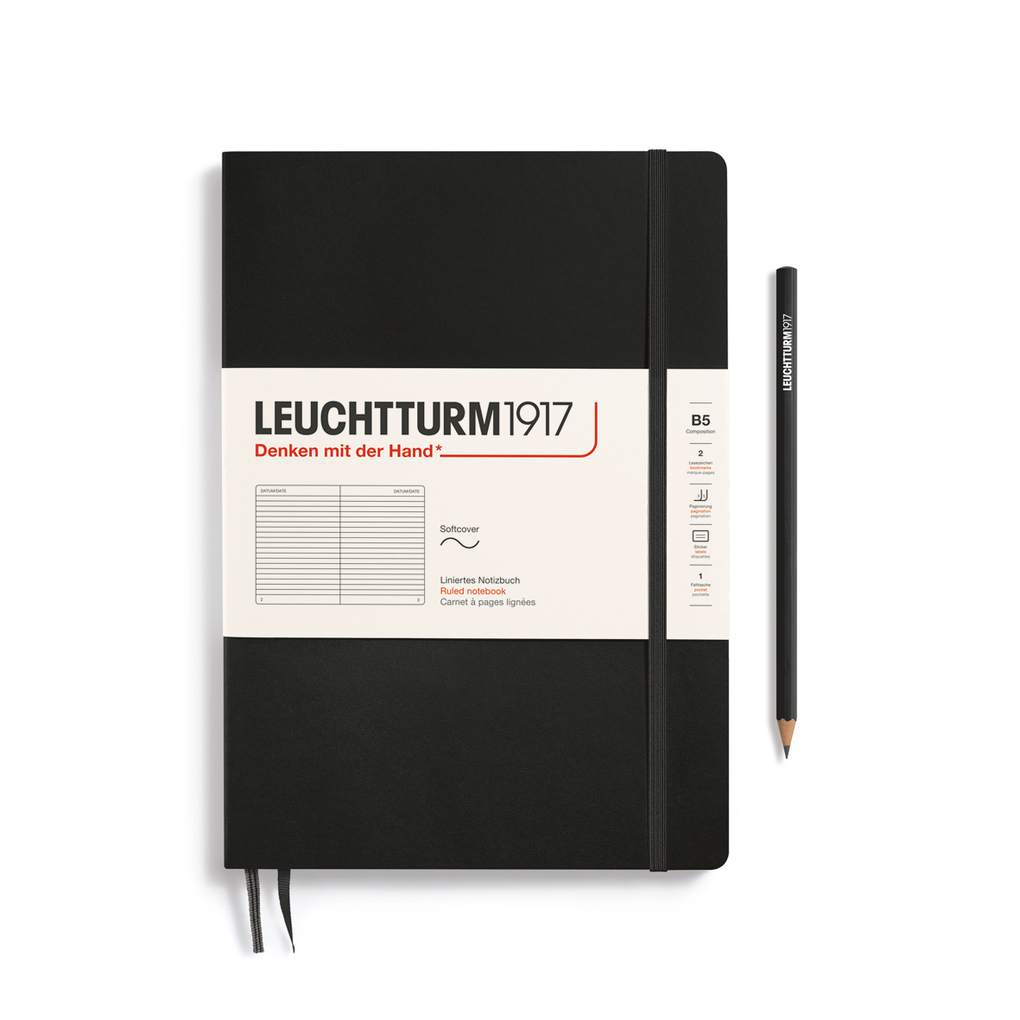 Leuchtturm1917 Notizbuch Composition (B5) Softcover 123 Nummerierte Seiten Schwarz Liniert