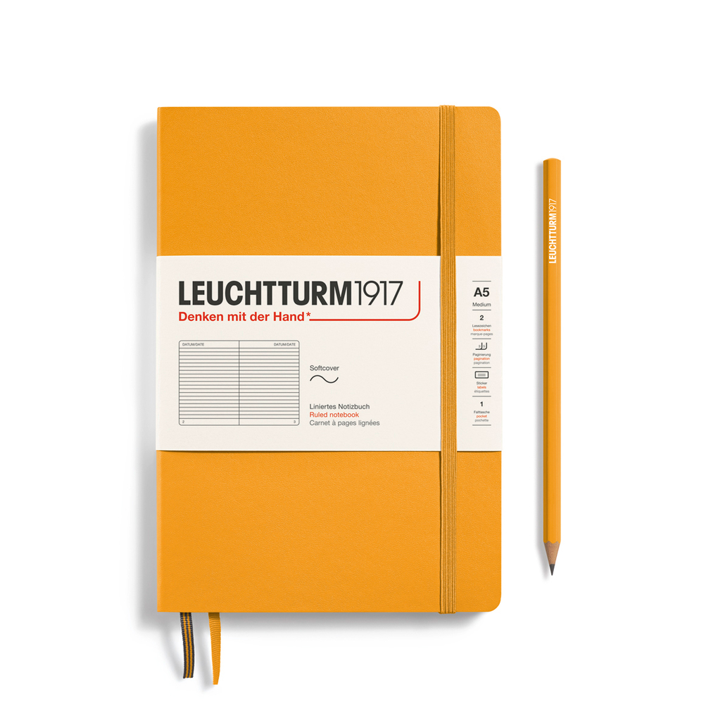 Leuchtturm1917 Notizbuch Medium (A5) Softcover 123 Nummerierte Seiten Rising Sun Liniert