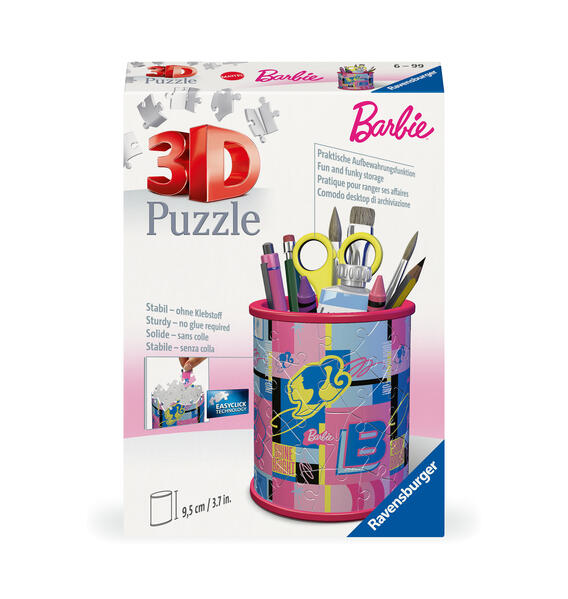 Ravensburger 3D Puzzle 11585 - Utensilo Barbie - Stiftehalter für Barbie Fans ab 6 Jahren Schreibtisch-Organizer für Erwachsene und Kinder