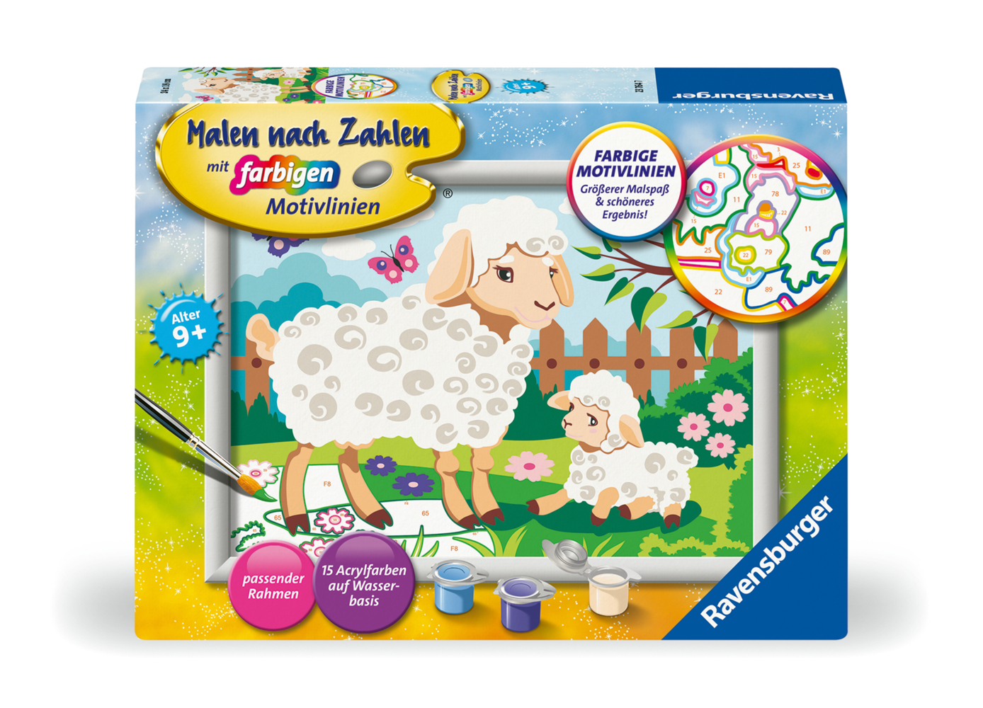 CreArt Malen nach Zahlen Kinder - Schaf mit Lämmchen