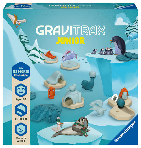Ravensburger GraviTrax Junior Extension Ice 23748 - Murmelbahn überwiegend aus nachwachsenden Rohstoffen mit Themenwelten Lernspielzeug und Konstruktionsspielzeug für Jungs und Mädchen ab 3 Jahren