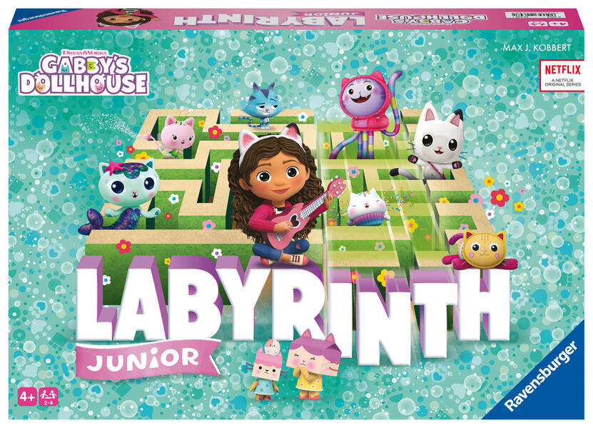 Ravensburger 22648 Gabby‘s Dollhouse Junior Labyrinth - Der Brettspiel-Klassiker von Ravensburger als Junior Version für Fans der beliebten Serie Gesellschaftsspiel für 2 bis 4 Spieler ab 4 Jahren