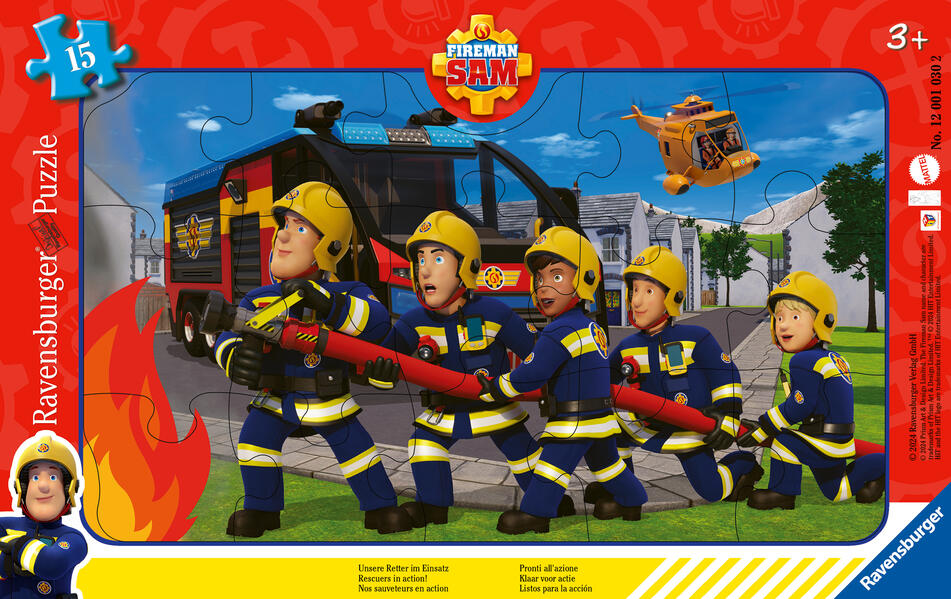 Ravensburger Kinderpuzzle 12001030 - Unsere Retter im Einsatz - 15 Teile Fireman Rahmenpuzzle für Kinder ab 3 Jahren