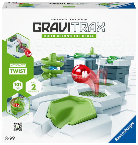 Ravensburger GraviTrax Action-Set Twist. Kombinierbar mit allen Produktlinien Starter-Sets Erweiterungen und Elementen für das GraviTrax-Kugelbahnsystem interaktive Kugelbahn Konstruktionsspielzeug für Kinder ab 8 Jahren