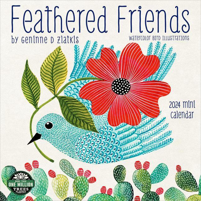 Feathered Friends 2024 Mini Wall Calendar: Watercolor Bird Illustrations by Geninne Zlatkis