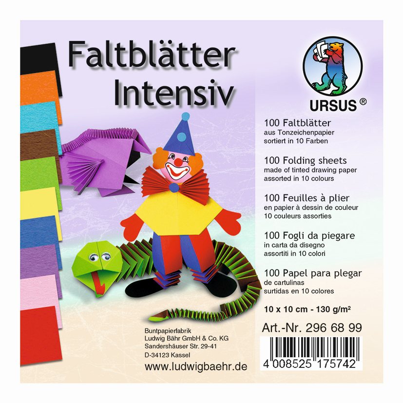 URSUS Falten TonzeichenpapierFaltblätter Intensiv 130 g/m² 10 x 10 cm sortiert