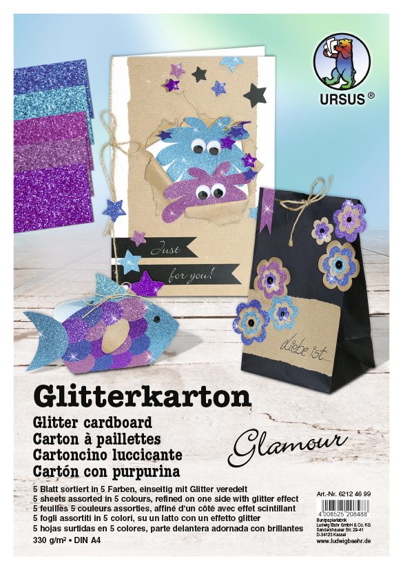 URSUS Spezialpapiere Glitterkarton Glamour DIN A4