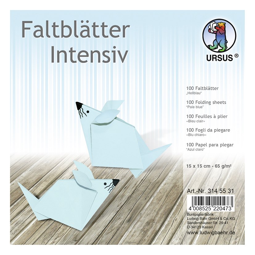 URSUS Falten Faltblätter Uni intensiv Plakatkarton 65 g/m² 15 x 15 cm hellblau