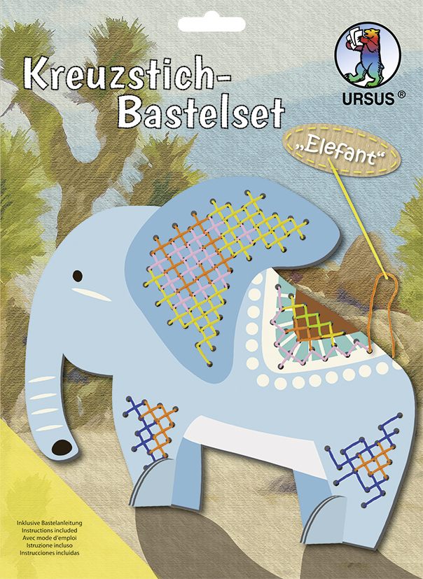 URSUS Sticken Kreuzstich-Bastelset Elefant