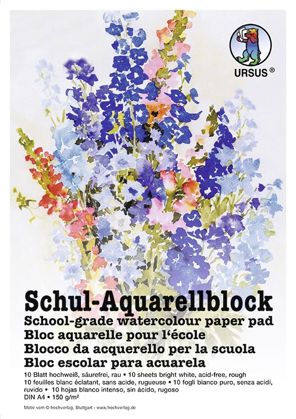 URSUS Zeichen und Künstlerbedarf Schul-Aquarellblock 150 g/m² DIN A4 10 Blatt hochweiß