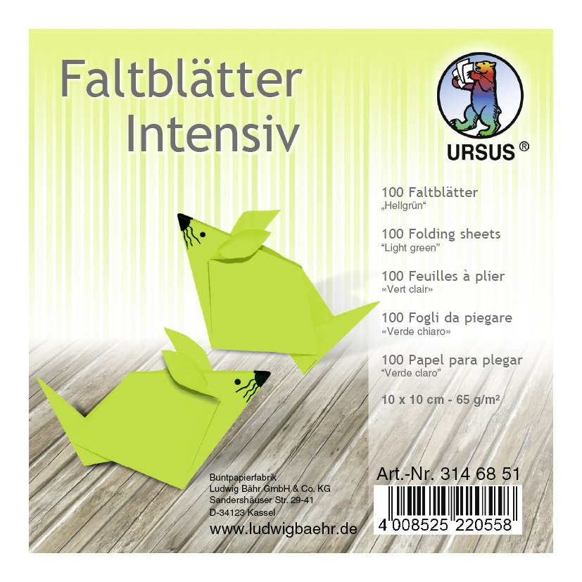 URSUS Falten Faltblätter Uni intensiv Plakatkarton 65 g/m² 10 x 10 cm hellgrün