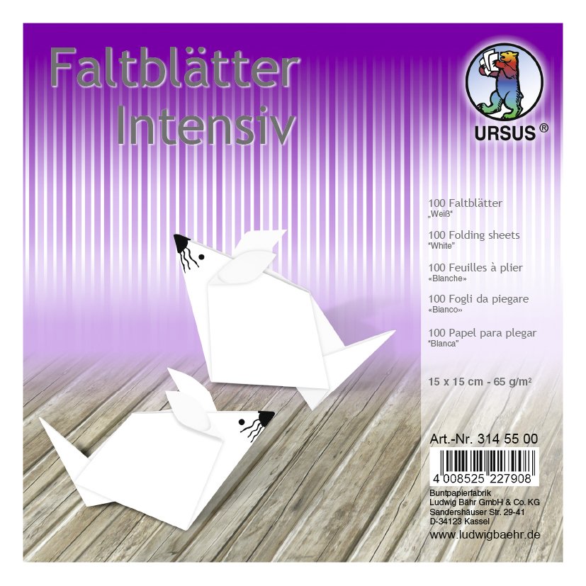 URSUS Falten Faltblätter Uni intensiv Plakatkarton 65 g/m² 15 x 15 cm weiß
