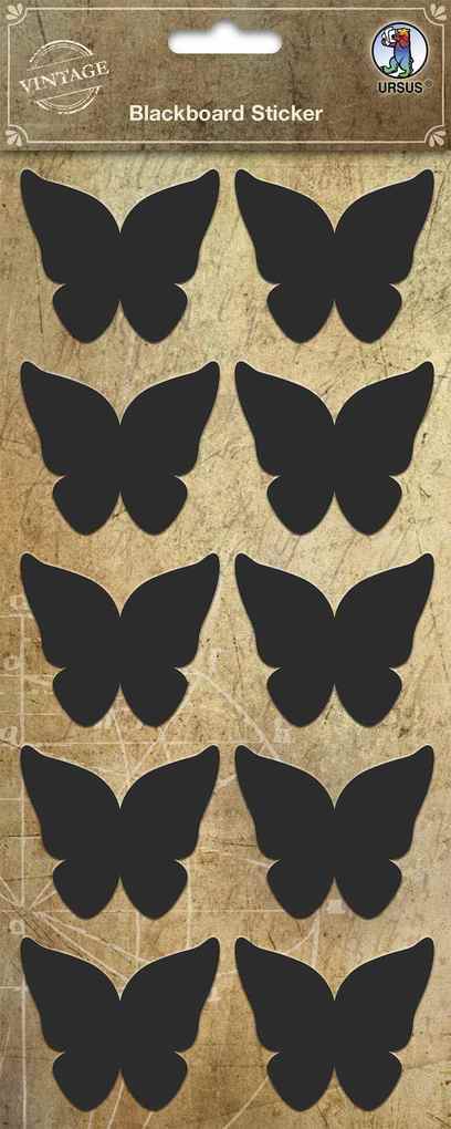 URSUS Vintage Blackboard-Sticker Schmetterling 2 Stickerbogen (12 x 26 cm) mit je 10 Stickern