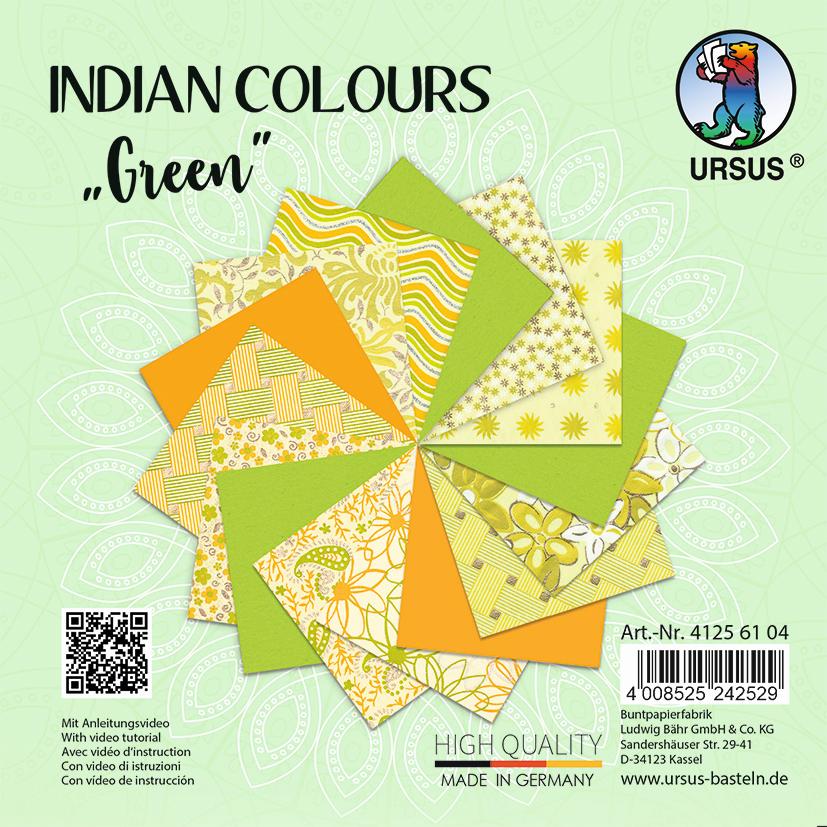 URSUS Spezialpapiere Indian Colours green 137 x 137 cm 10 Blatt