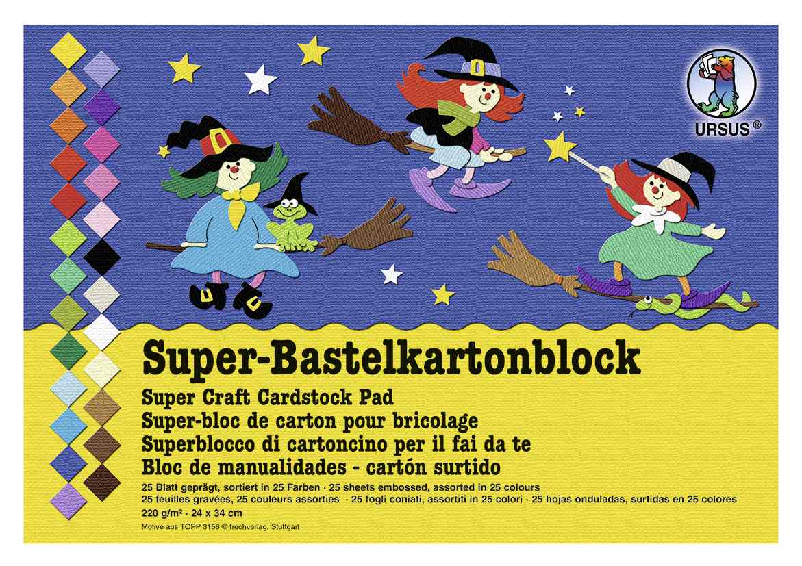 URSUS Basispapiere Super-Tonkartonblock 220 g/m² Format 24 x 34 cm 50 Blatt sortiert