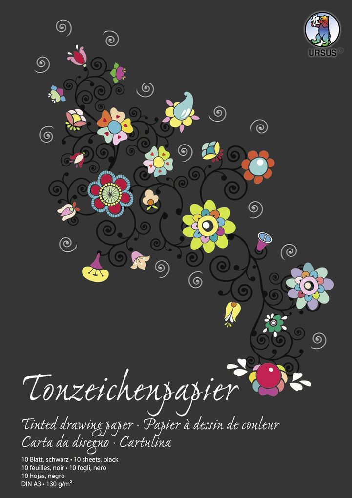 URSUS Sonderedition Tonzeichenpapier-Block Sonderedition Schwarz DIN A3