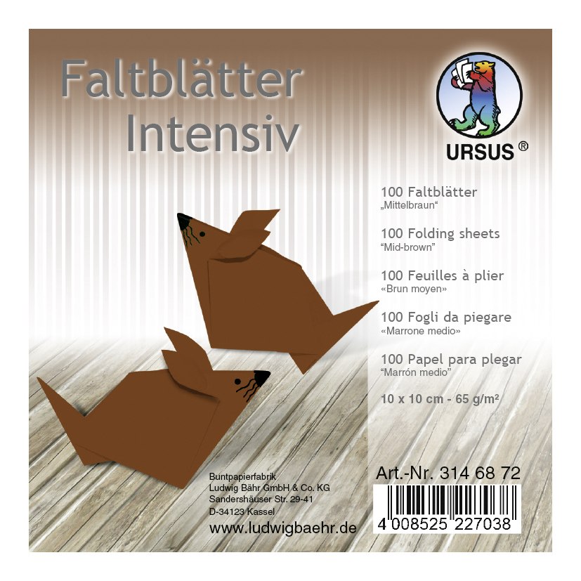 URSUS Falten Faltblätter Uni intensiv Plakatkarton 65 g/m² 10 x 10 cm mittelbraun