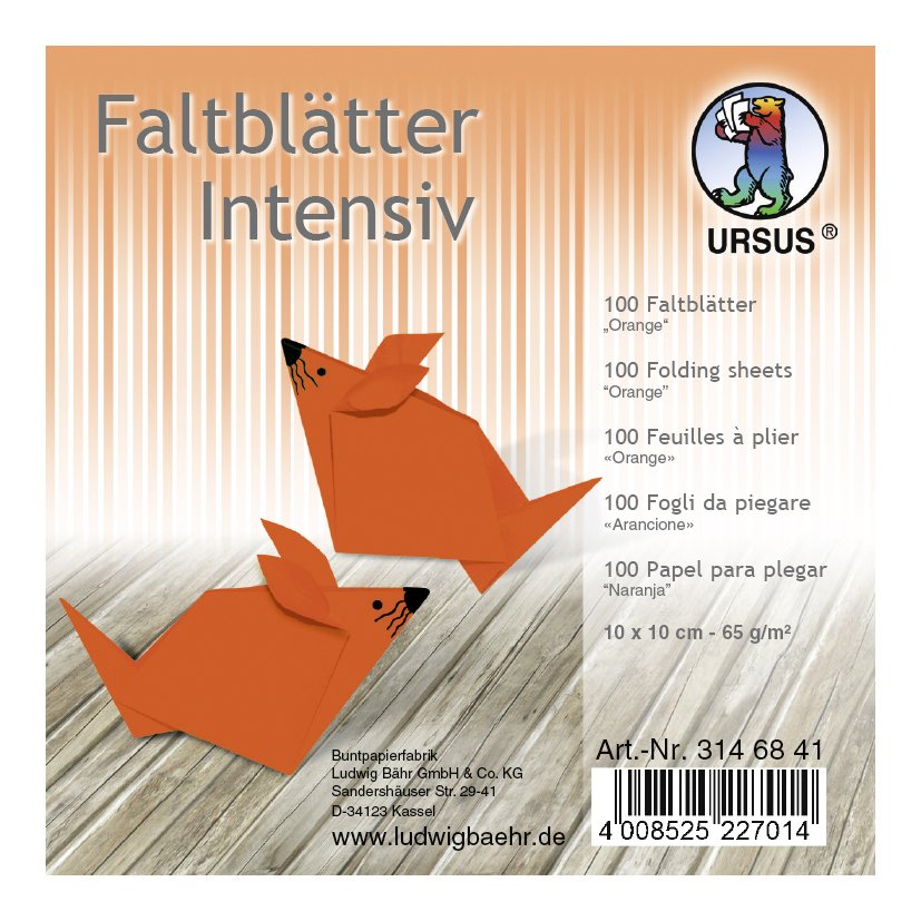 URSUS Falten Faltblätter Uni intensiv Plakatkarton 65 g/m² 10 x 10 cm orange