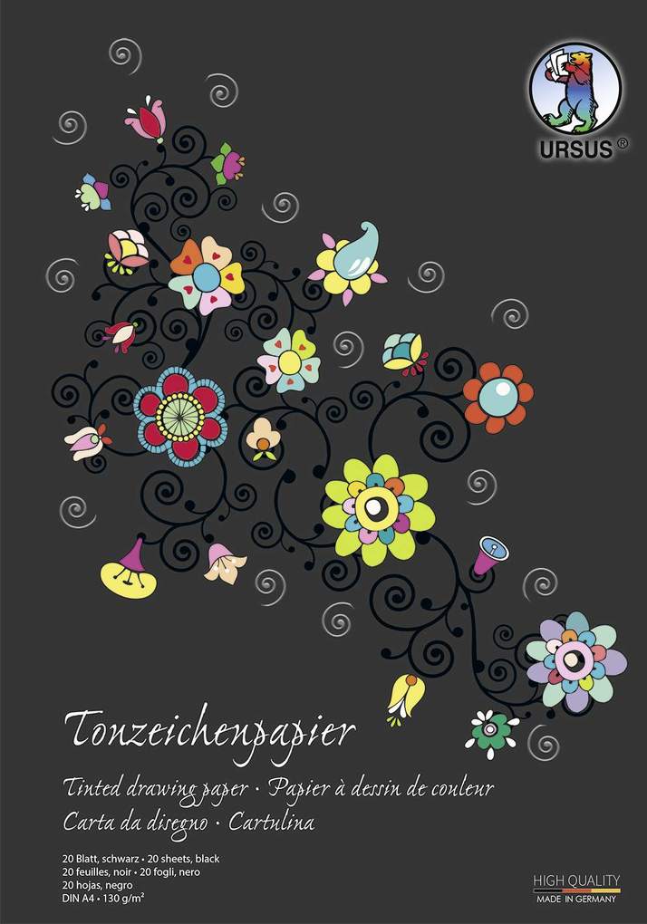 URSUS Sonderedition Tonzeichenpapier-Block Sonderedition Schwarz DIN A4