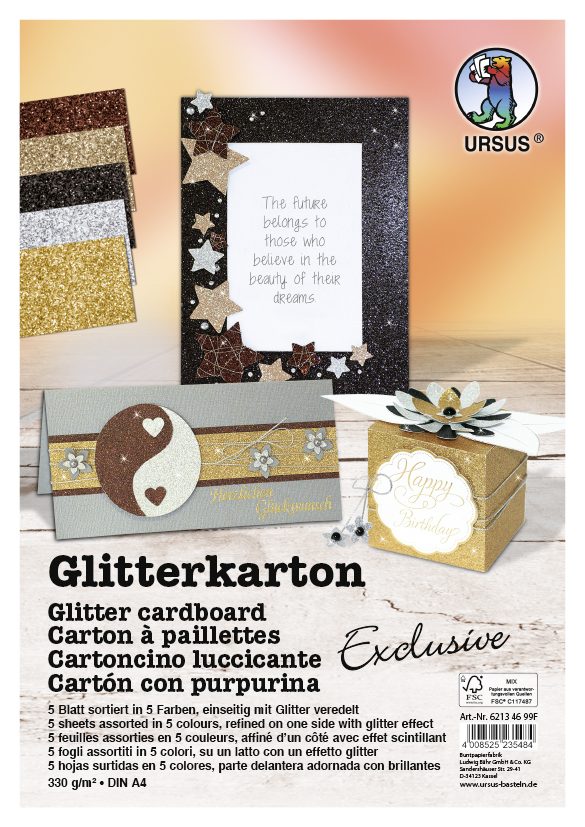 URSUS Spezialpapiere Glitterkarton Exclusive DIN A4