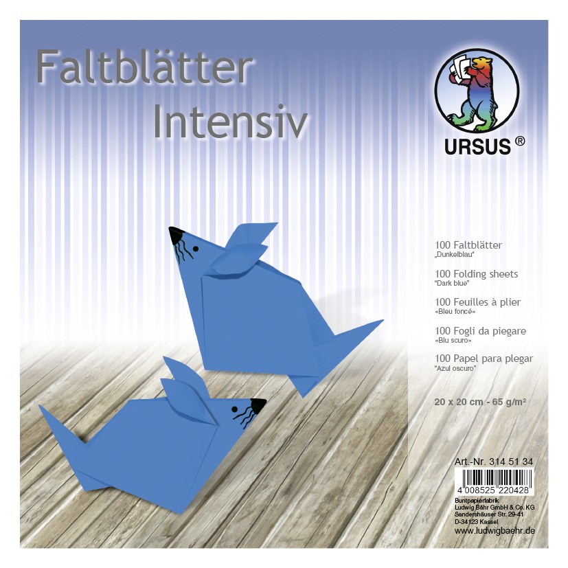 URSUS Falten Faltblätter Uni intensiv Plakatkarton 65 g/m² 20 x 20 cm dunkelblau