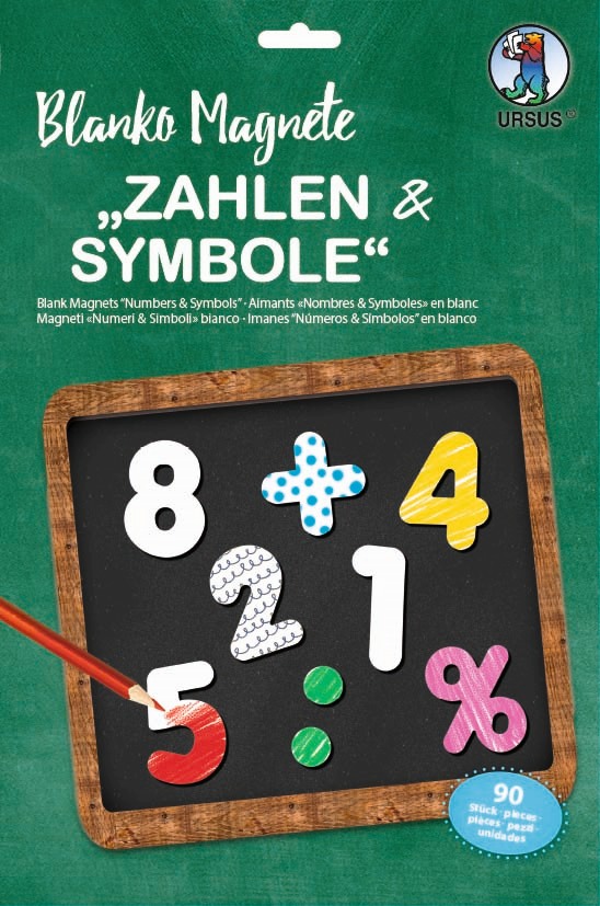 URSUS Blankoartikel Blanko-Magnete Zahlen & Symbole 90er Set 15 - 44 cm